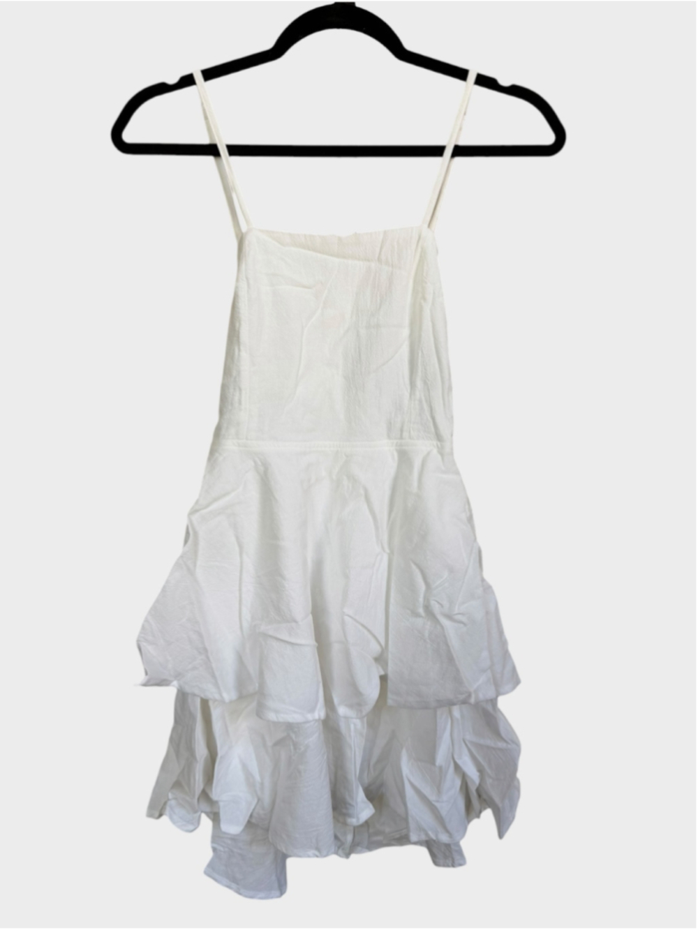 Size S Halara 100% Cotton Tie Back Ruffled Tiered Mini Dress White
